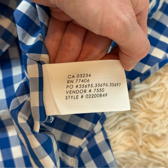 Club Monaco Gingham Button Down Shirt Plaid Textured Mens Slim L white blue - Picture 7 of 8